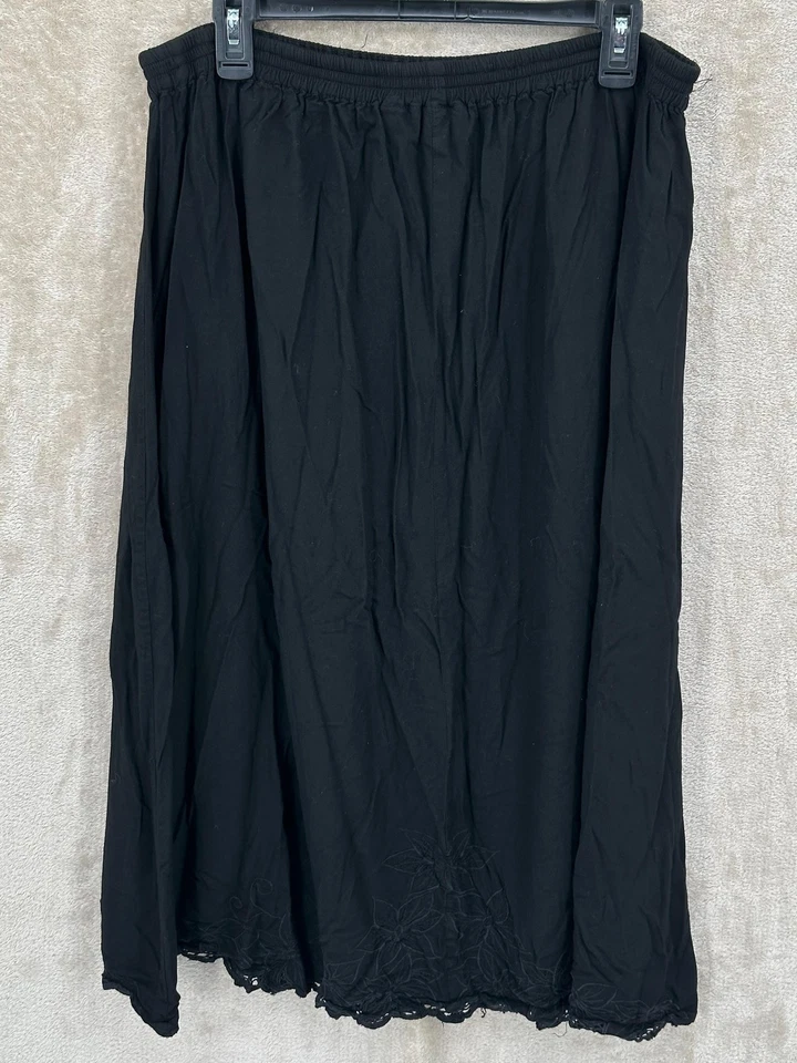 Falda Jane Ashley Mujer XL Negra Maxi Boho Pull On Cintura Elástica Cómoda Informal Foto 2 de 4