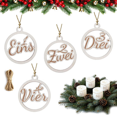 Adventskranz Zahlen 1-4 Holzanhänger Ø 5cm   Adventszahlen Set für Kerzen & Kerz