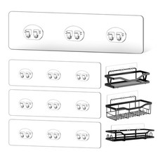 4 Pack Shower Shelf Adhesive , No Drilling Transparent Adhesive Hooks Sticker...