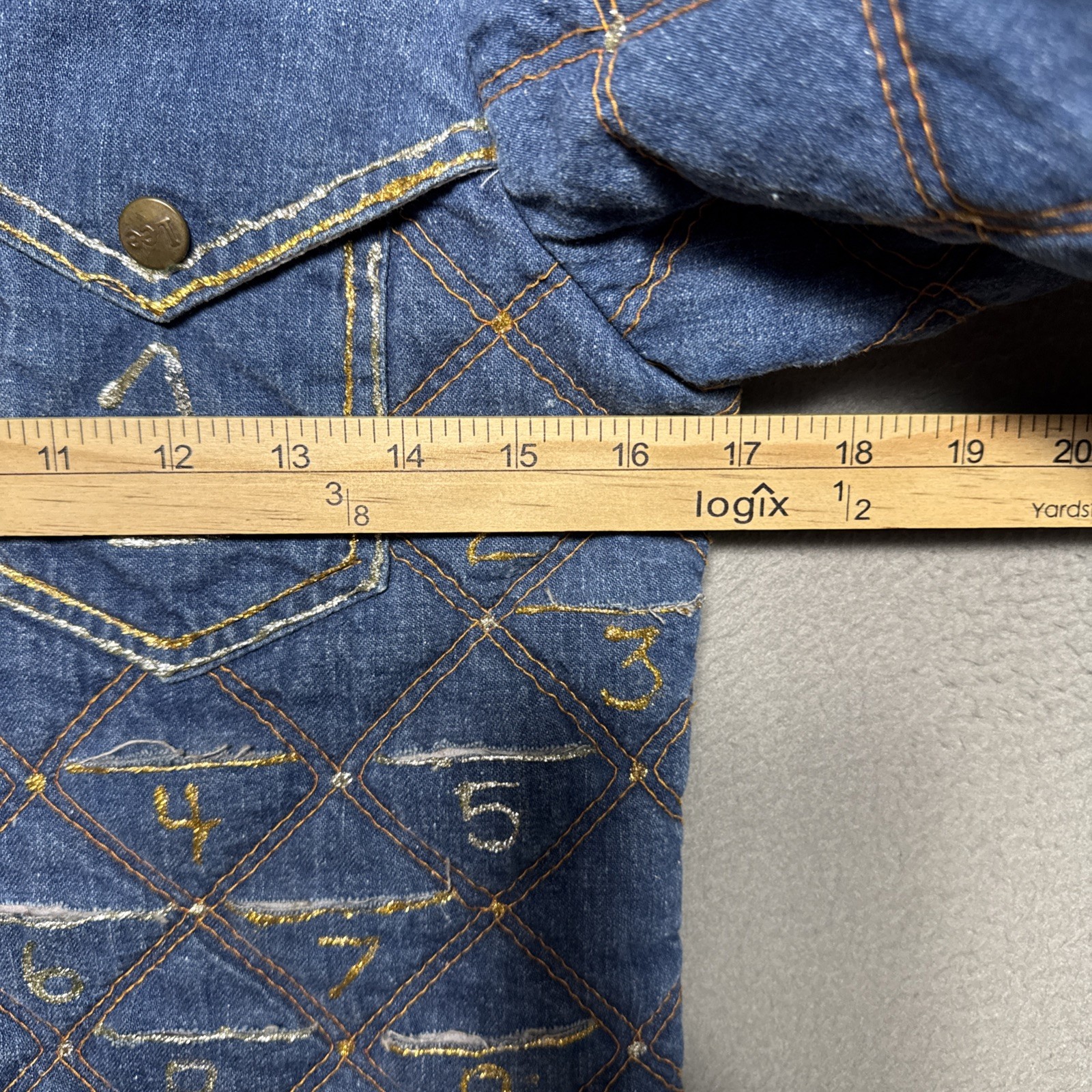 Vintage Lady Lee Denim Jacket Bandana Lined Youth Size 9/10 Quilted Glamour READ thumbnail 5