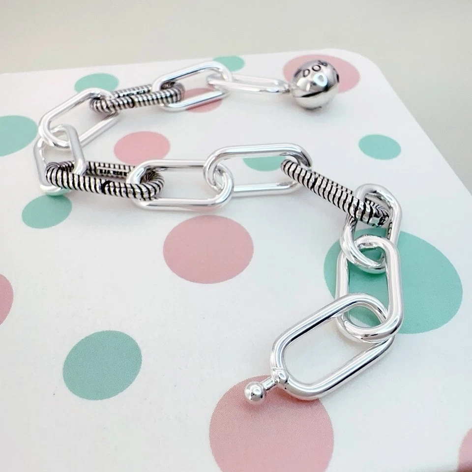 16 см / 6,3 дюйма серебро 925 ME коренастый ссылка браслет с брелоками 598373 без коробки - Изображение 3 из 4