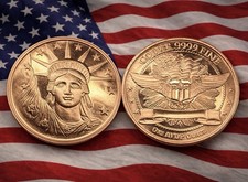 Statue of Liberty 1 oz .999 Fine Copper Round USA Coin With Eagle Reverse Mint