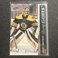 Upper Deck 2021-22 Series 1 Young Guns Jeremy Swayman #226 Bruins Rookie Card. rookie card picture