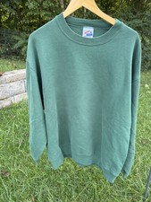 Vintage JERZEES Sweatshirt Mens XL Green Blank Pullover Made In USA Crewneck 90s