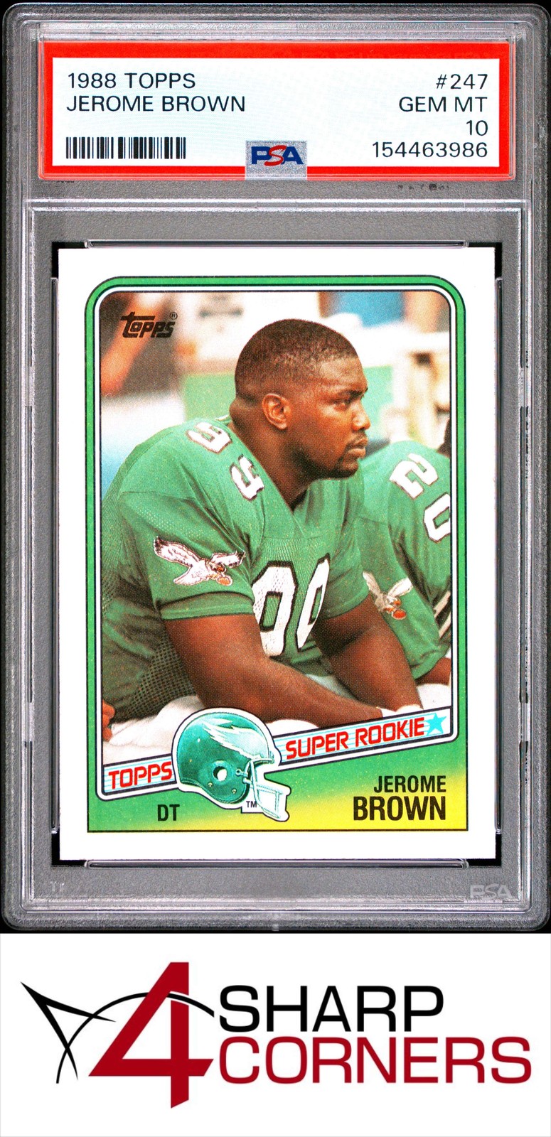 1988 TOPPS #247 JEROME BROWN RC SUPER ROOKIE EAGLES PSA 10 view 1