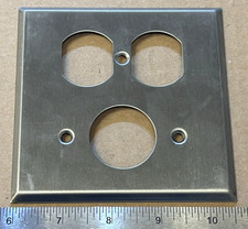 2-Gang Steel Combo Wall Plate Single Round  Duplex Outlet Brushed Satin Used