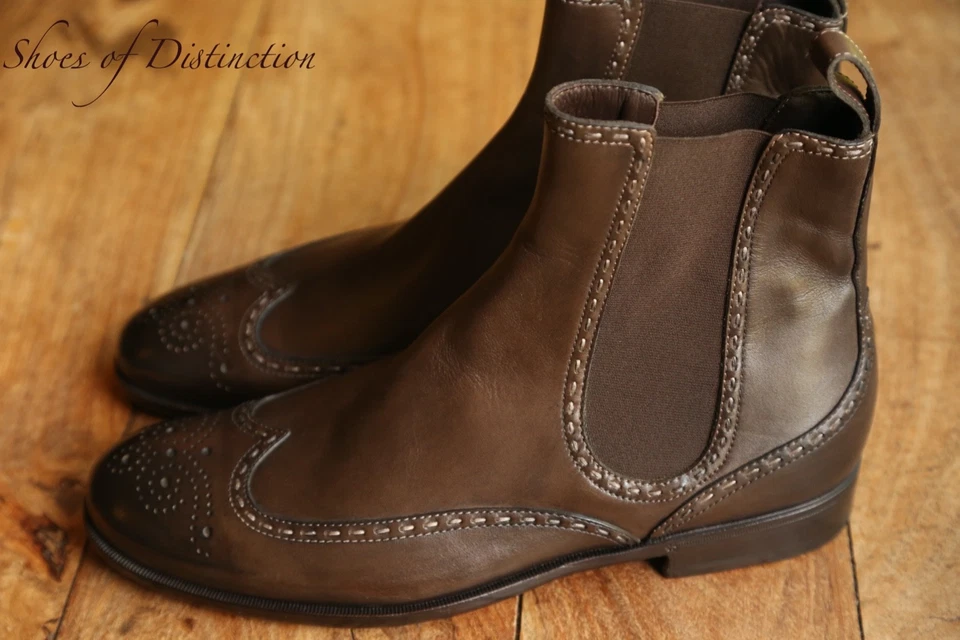 Chaussures bottes Bottega Veneta en cuir marron Brogue Chelsea hommes UK 8 US... - Photo 3/4