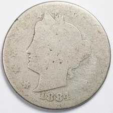 1884 Liberty V Nickel AG / CULL / LOW GRADE FULL READABLE DATE HOLE FILLER
