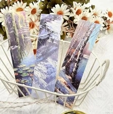 30 PC Bookmark Set Oil Painting Landscape 1.5" x 6" New Free Ship 397
