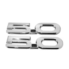 2Pc 5.0 Fender Door Emblem 3D Chrome Black Dot Badge Fits 2015-2021 Mustang