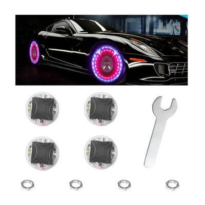 4PCS Car Tire Wheel Lights, Colorful Flashing LED Air Valve Cap Lights with M...