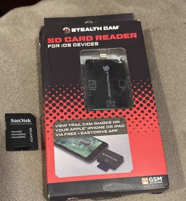 Stealth Cam SD Card Reader for iOS Devices Apple iPhone iPad w/ MicroSD Adapter