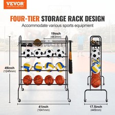 New Basketball Rack, 4-Layers Rolling Basketball Shooting Training Stand, Sport