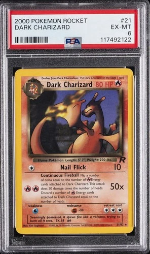 2000 POKEMON ROCKET #21 DARK CHARIZARD PSA 6