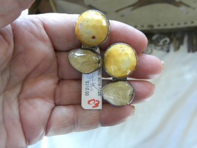 Rebecca Collins gelbe Jade Citrin Clip-On Ohrringe Dallas Texas 1-1/2''