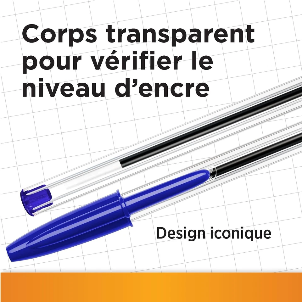 BIC Cristal Original Stylo Bille Moyenne 1,0 mm Bleu Boîte de 50 - Photo 4/4