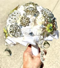 Handmade Vintage Bridal Wedding Bouquet Bling Rhinestones Brooches Crystal Prism