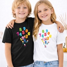Maths Day T Shirt Kids Preschool Number Day Funny School Tee UK , Num Balloon