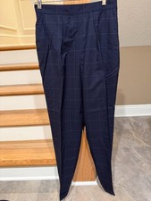 Vintage Lauren Ralph Lauren Size 8 Navy/White Windowpane Pleated Wool Dress Pant