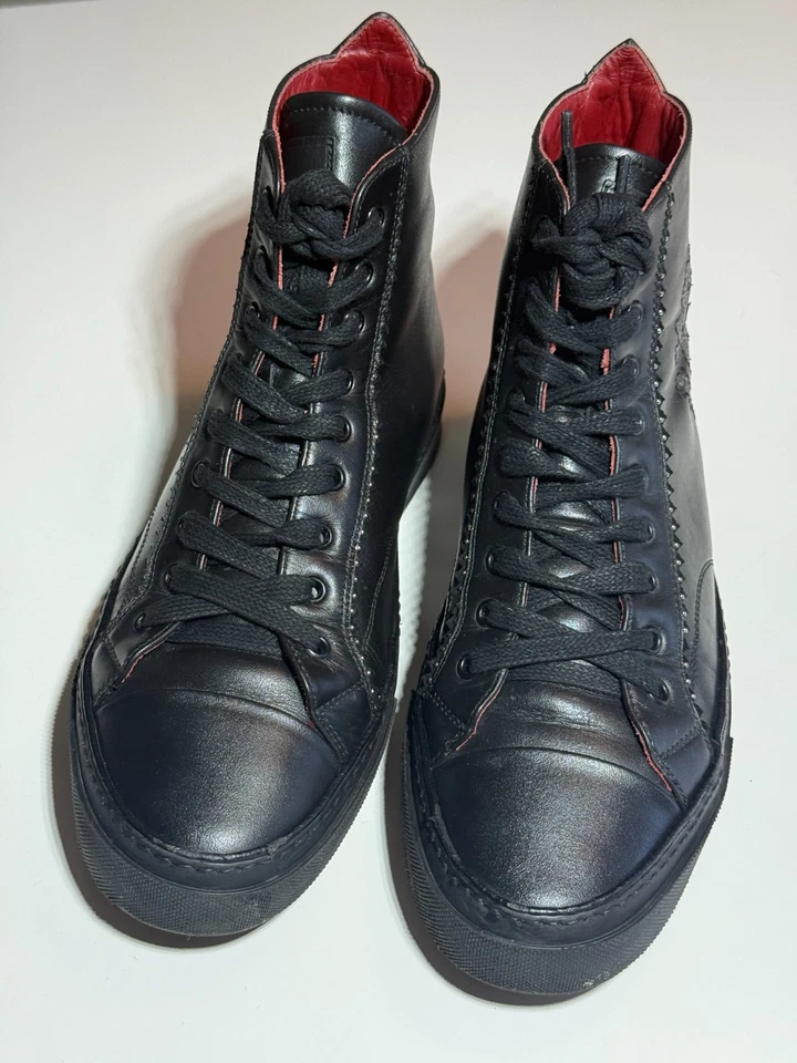 Botas de Combate Roberto Cavalli Negras Cuero Suave Logo Mujer Talla EU-42 US 10-10.5 Foto 2 de 4