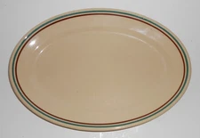 Wallace China Restaurant Desert Ware Green / Red Bands Platter
