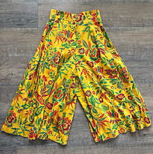 ESCADA Vintage 80s 90s Floral High Waist Wide Leg Trousers Culottes Pants