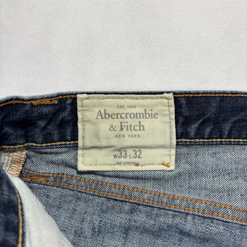 Abercrombie & Fitch Men's Straight Leg Button Fly Jeans Size 33x32 Dark Wash - Afbeelding 3 van 16