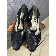 RFS Rommerson Glitter T-Strap Heels 7 Y2K Cabaret Party Shoes Vintage Glam