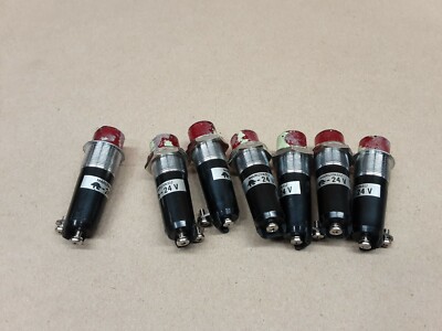Lot Of 7 Maruyasu Red Panel Mount Pilot Light Indicator #1052B9*AD