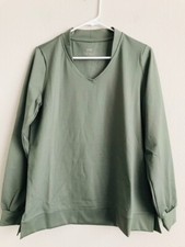 zuda Z-Move V Neck Pullover w/ Side Slits - Agave (Sz S) a569284