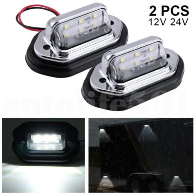 2X Universal LED License Plate Tag Light Lamp White For Truck SUV Trailer RV Van