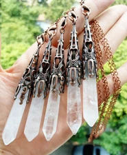 5pcs Rock Quartz Stone Pendulum Pendants Tower Prism Wand Energy Reiki Amulet