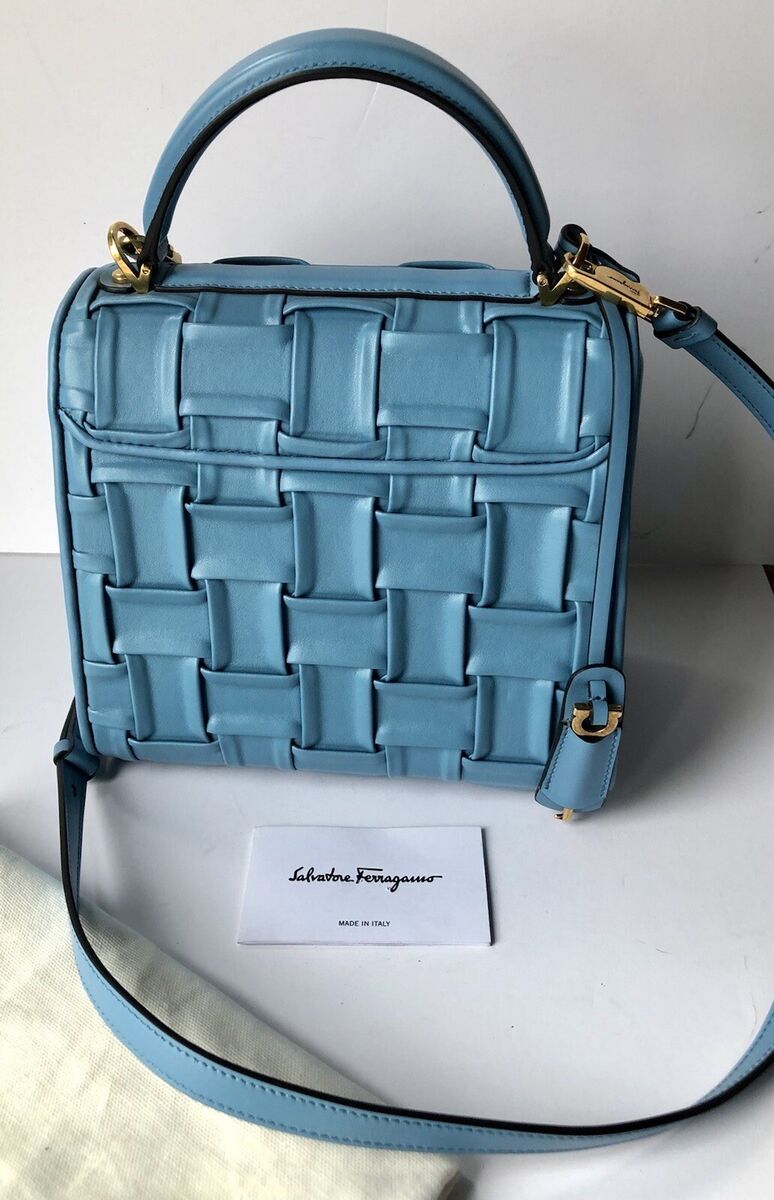 SALVATORE FERRAGAMO $2500 Medium BOXYZ BAG Scandinavian Sky SALVATORE FERRAGAMO $2500 Medium BOXYZ BAG Scandinavian Sky