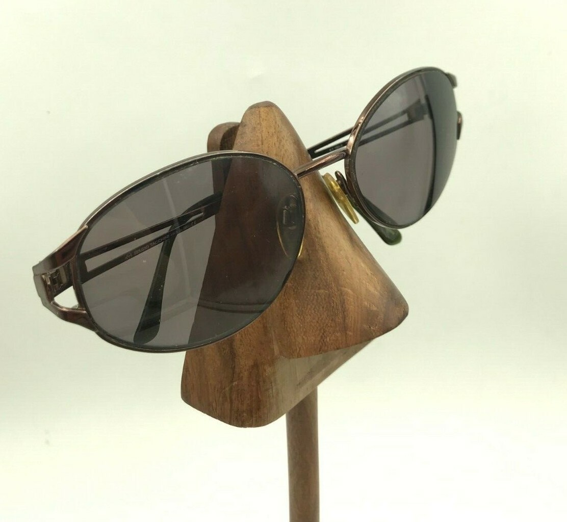 Vintage Sergio Tacchini ST-1084 Bronze Metal Oval Sunglasses Italy