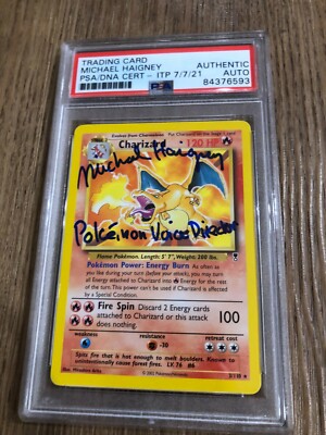 pokemon card signed by original voice actor Michael Haigney Charizard 2002 Pokemon Voice Director Signed Autograph Card  PSA