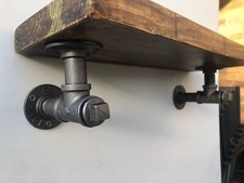 Industrial Steampunk Rustic and Antiqued Pipe Work Plugged Shelf Brackets