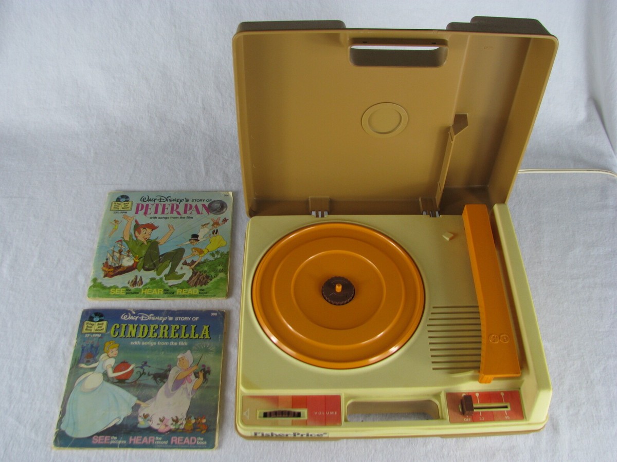 Vintage 1978 Fisher Price 33 45 RPM Record Player w 2 Disney Book