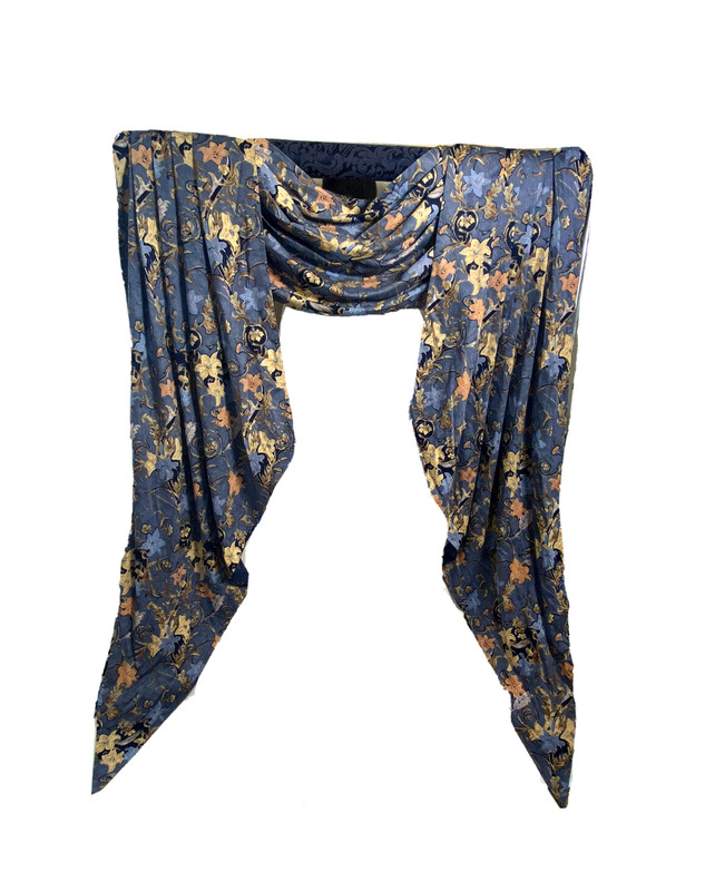 Custom Made Window Treatment High End Curtain Valance Cornice Rod Blue Designer