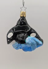 Germany OWC Orca Blown Glass Christmas Tree Ornament Whale Ocean Sea Old World