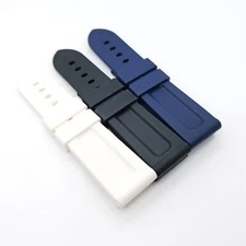 24mm / 22mm Black / Blue / White Rubber Watch Band Strap For PAM PAM111 Watch