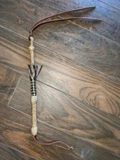 Quirt Hand Braided Burgundy Leather Hard Raw Hide Quirt Whip Horse Tack 16"