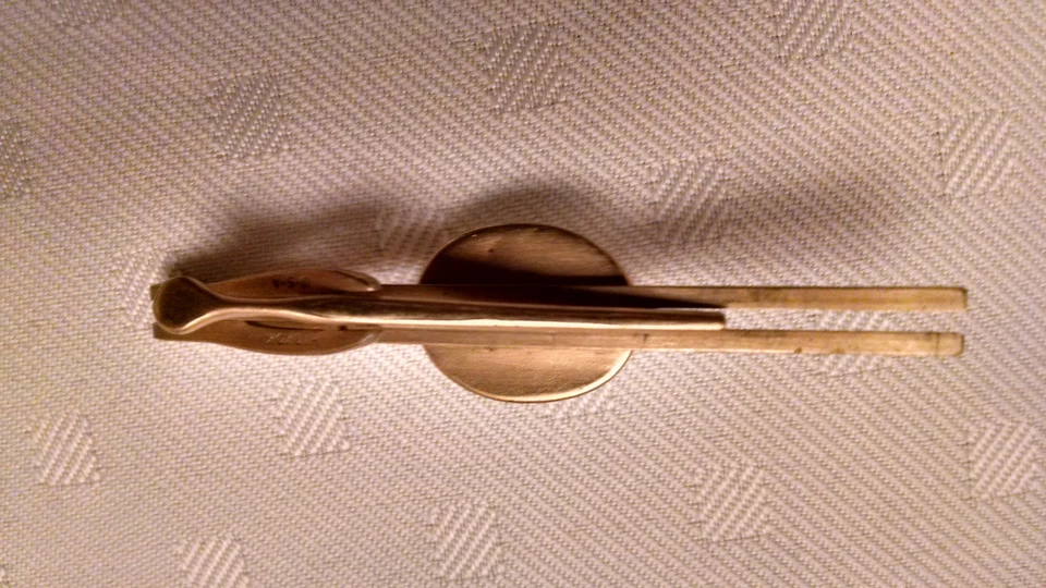 Vintage Hand Painting under convex glass of Airdale Terrier Dog tie clip IHickok - Image 3 of 4