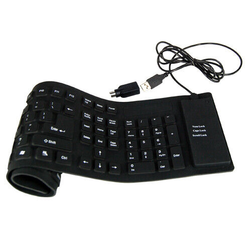 Flexible Silicone Keyboard USB Mini Foldable Keyboard PC Laptop Notebook Travel - Picture 2 of 5