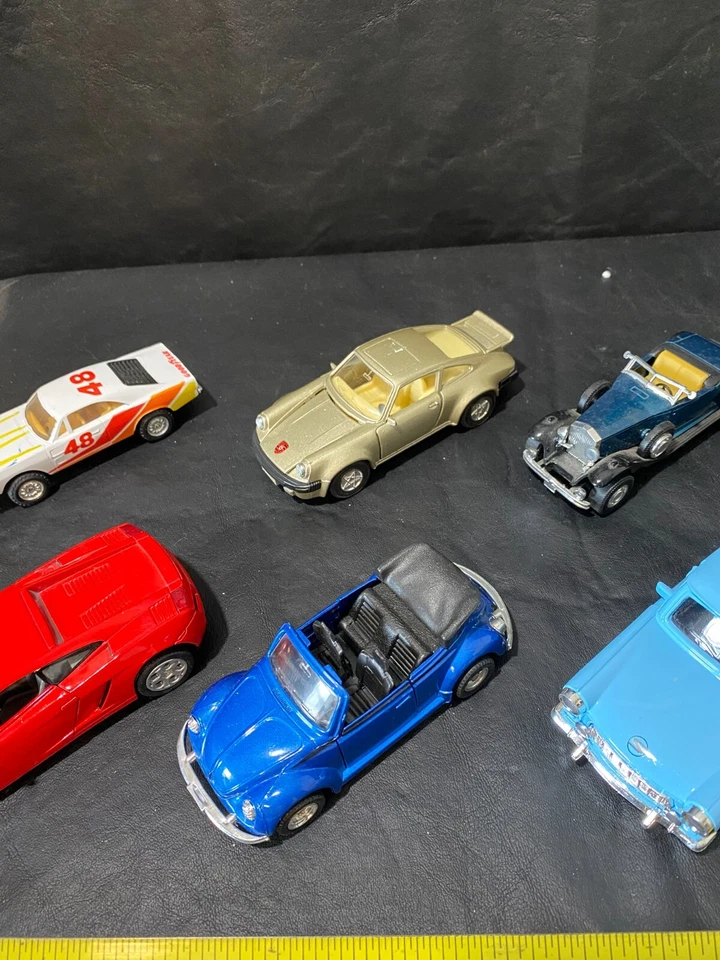 vintage pull-back diecast cars lot of 6 car 1/32 1/43 w/ Trabant blue - Image 3 of 4