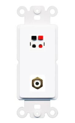 RiteAV 1 Port Speaker Plug Jack Wall Plate with RCA for Subwoofer Rocker [White]