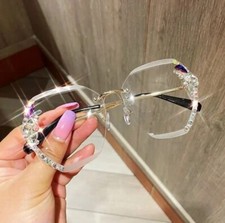 FASHION CLEAR WHITE RHINESTONE DECORATIVE SUNGLASSES FOR WOMEN