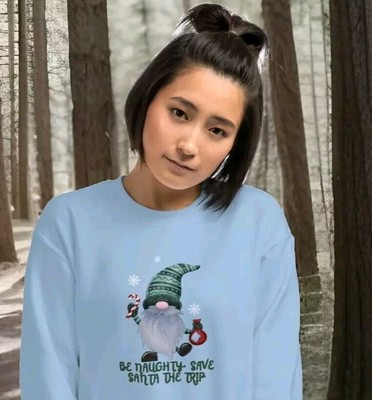Weihnachten Gonk Wichtel Pullover Pulli hellblau klein Damen UNISEX Herren