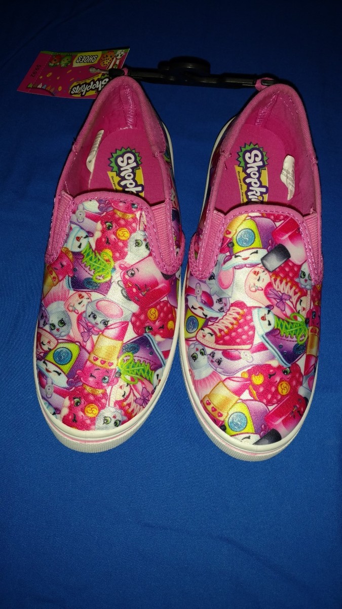 NWT Shopkins Limited PINK Multi-color Slip On CANVAS Shoes GIRLS
