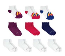 Fruit of the Loom Girls Ankle Socks 10-Pack, Sizes S-L