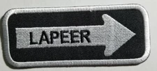 LAPEER Oneway Embroidered Patch Iron on apxrox 1.25x3.75"